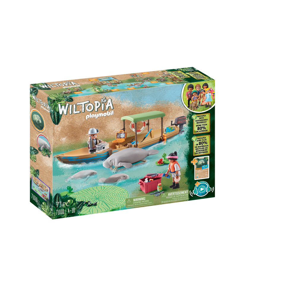 Pirogue et lamantins pour enfant WILTOPIA en plastique - 71 pièces