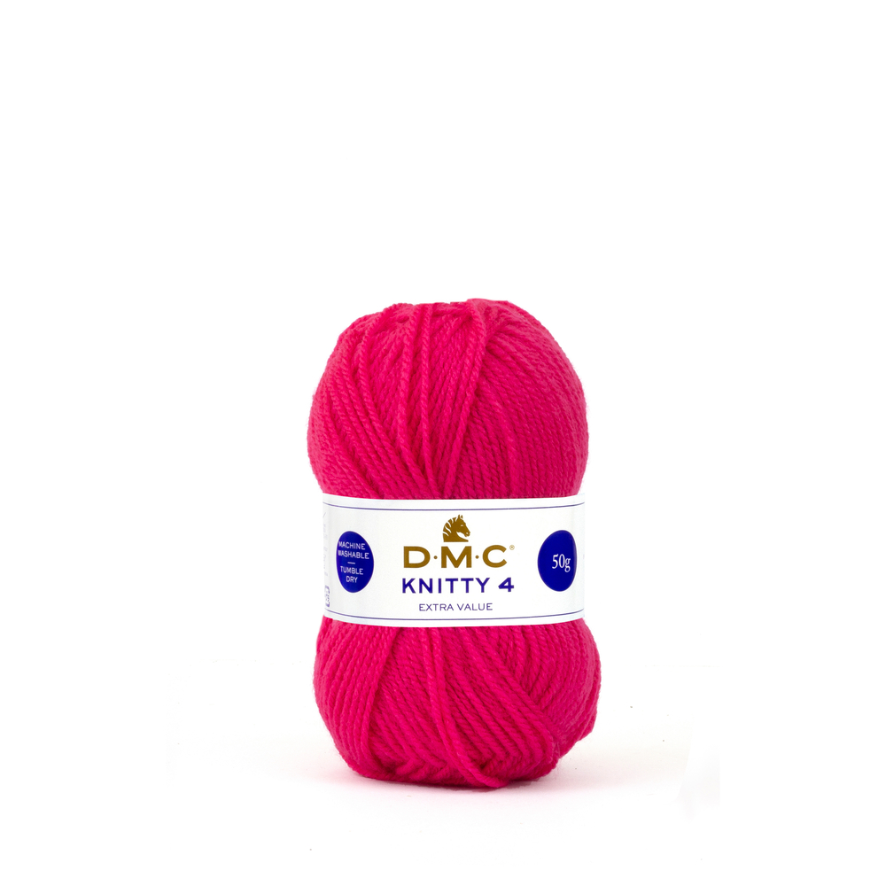 Pelote Knitty 4 en acrylique, coloris fuchsia 944 - 50g