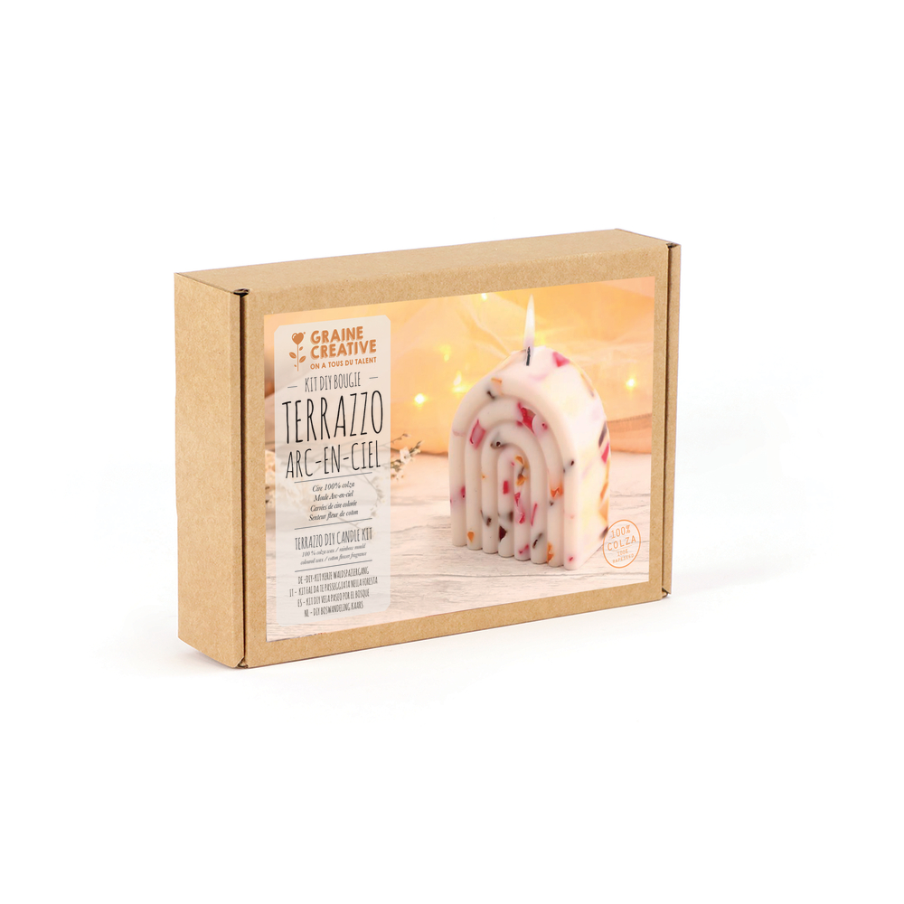Kit DIY bougie terrazzo arc en ciel