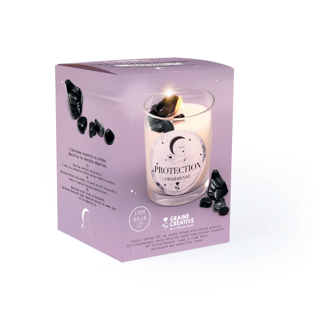 Kit DIY bougie lithothérapie obsidienne