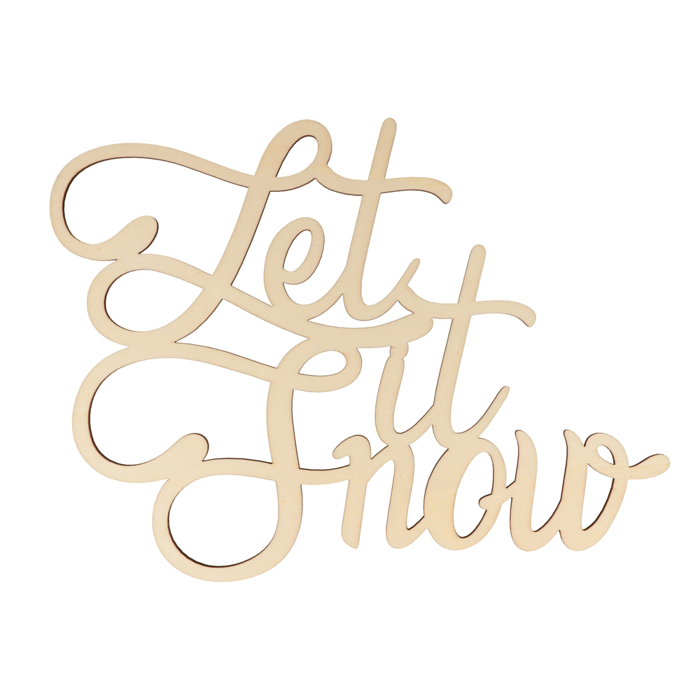Silhouette en bois mot Let it snow 28x21x0,5cm