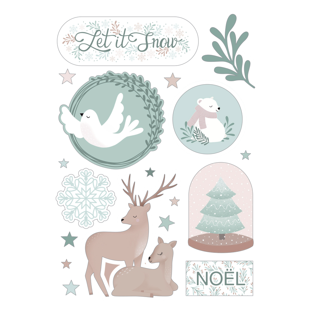 3 feuilles chipboard Let it snow