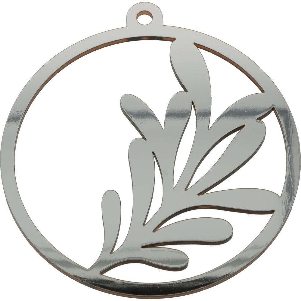 Suspension Forme miroir acrylique boule Noël brune feuille