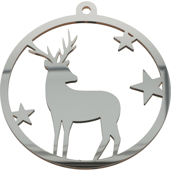 Suspension Forme miroir acrylique boule Noël brune renne