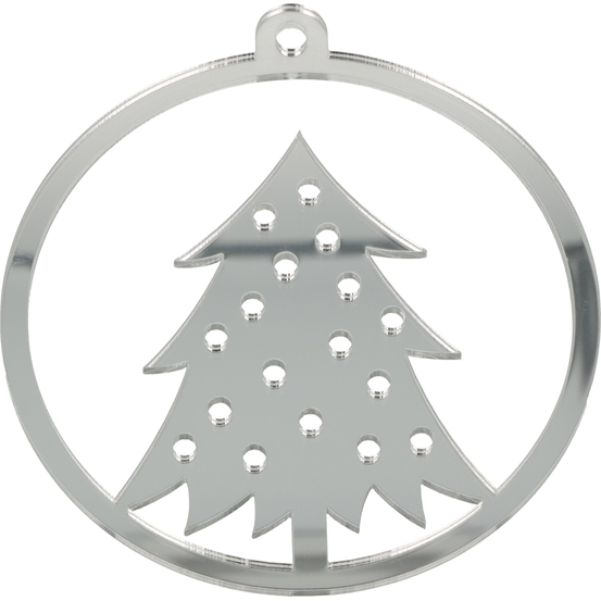 Suspension Forme miroir acrylique boule Noël argentée sapin
