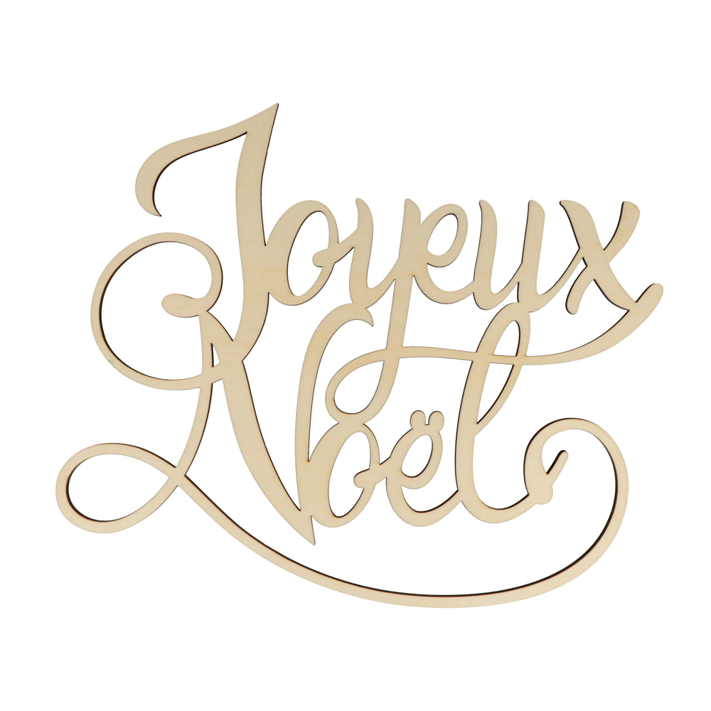 Silhouette en bois mot Joyeux Noël 30x25x0,5cm