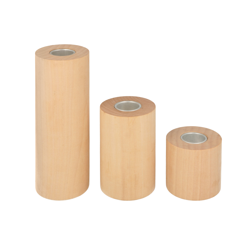 Kit de 3 bougeoirs de deux côtés en bois