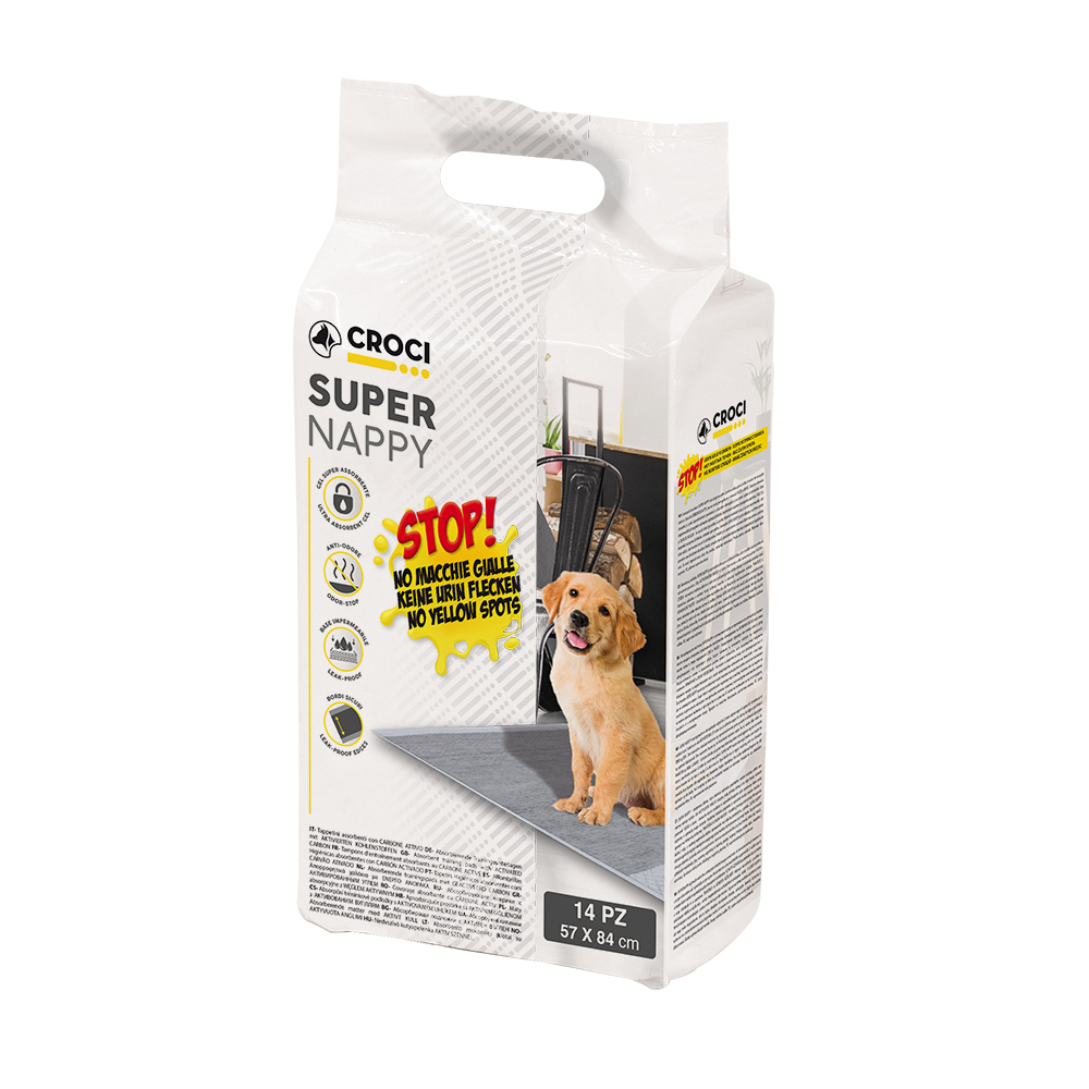 Tapis hygiénique super nappy pour chien 84x57 14 pièces