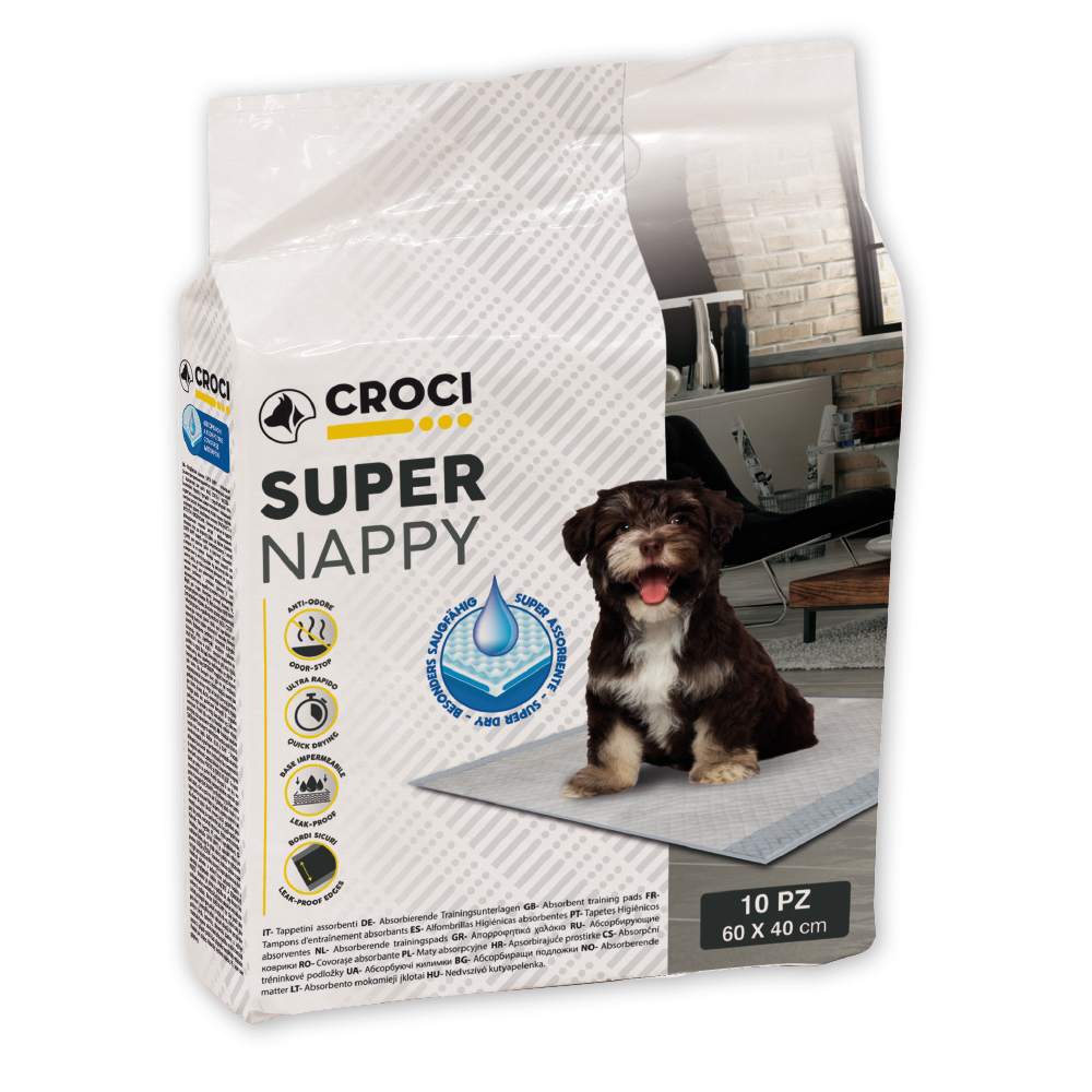 Tapis hygiénique super nappy pour chien 60x40 50 pièces