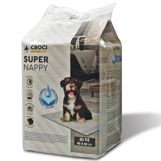 Tapis hygiénique super nappy pour chien 60x60 50 pièces