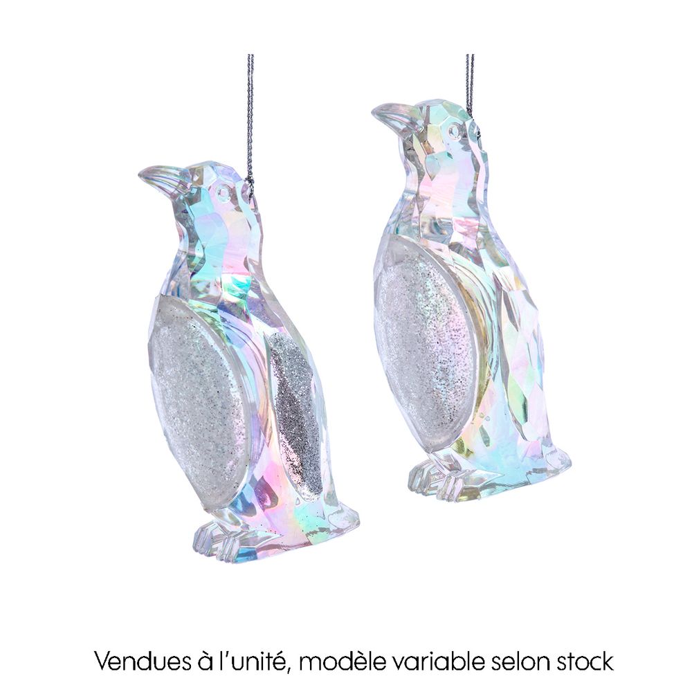 Suspension de Noël : pingouin brillant, modèles variables - H.10cm