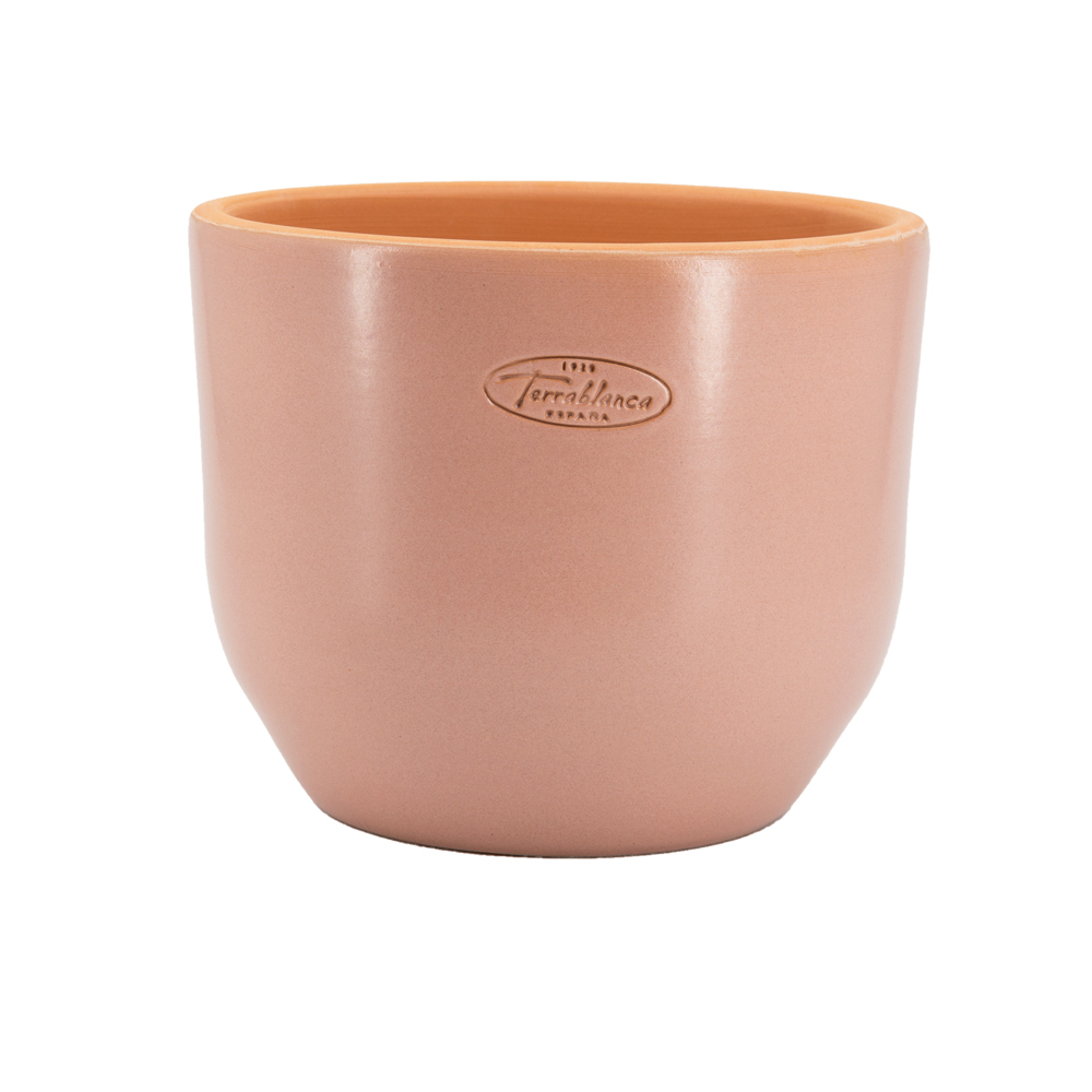 Pot Macetero rose, en terre cuite émaillée - D.26xH.20cm