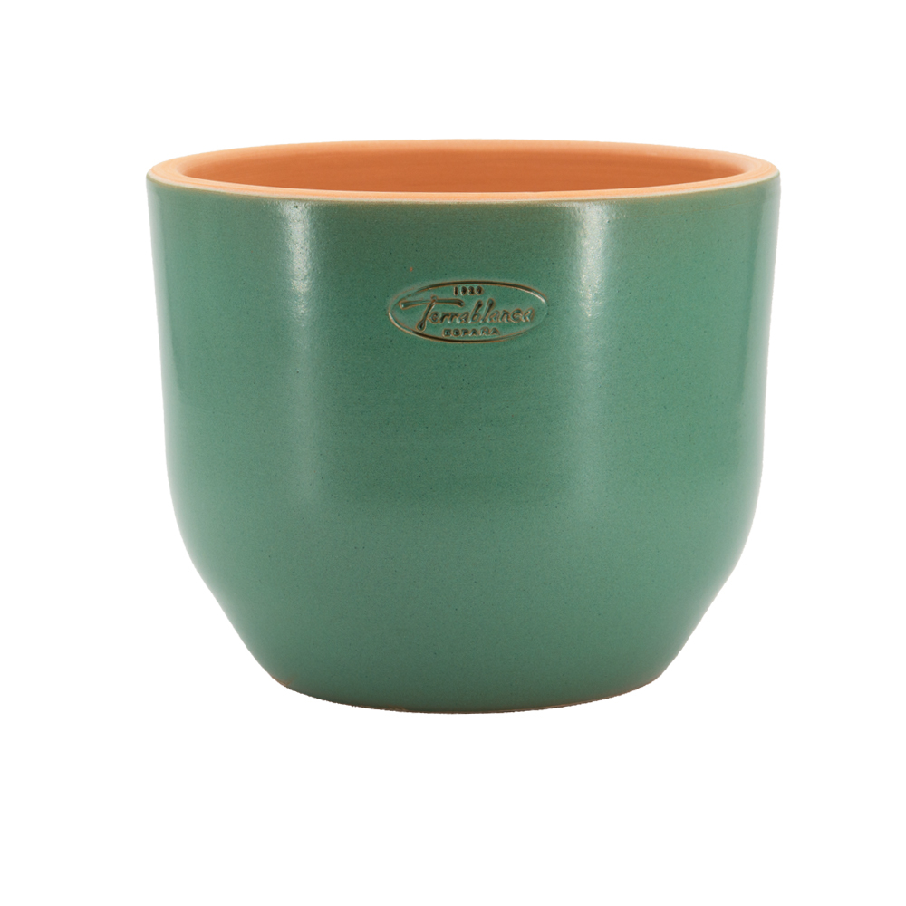 Pot Macetero vert opal, en terre cuite émaillée - D.20xH.16cm