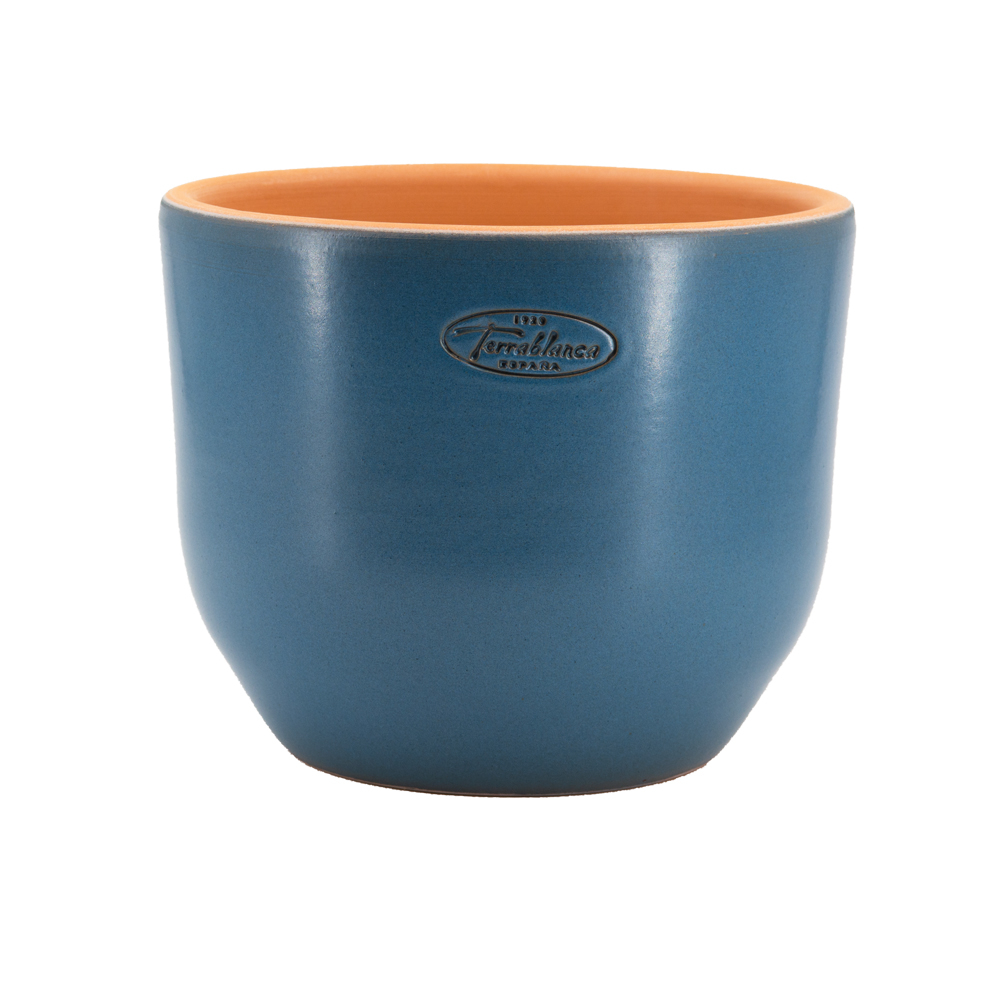 Pot Macetero bleu azul noche, en terre cuite émaillée - D.20xH.16cm