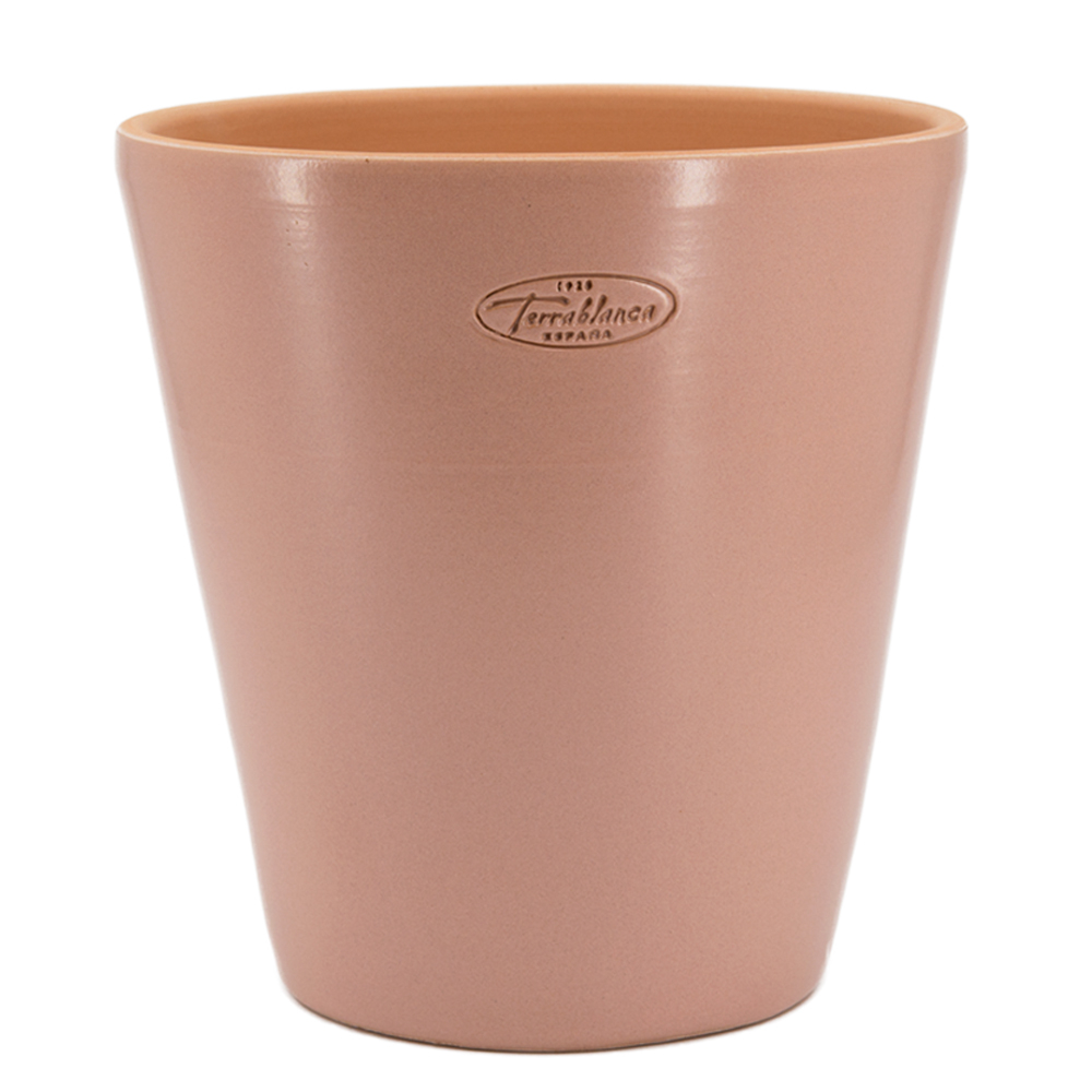 Pot Vaso rose, en terre cuite émaillée - D.27xH.27cm