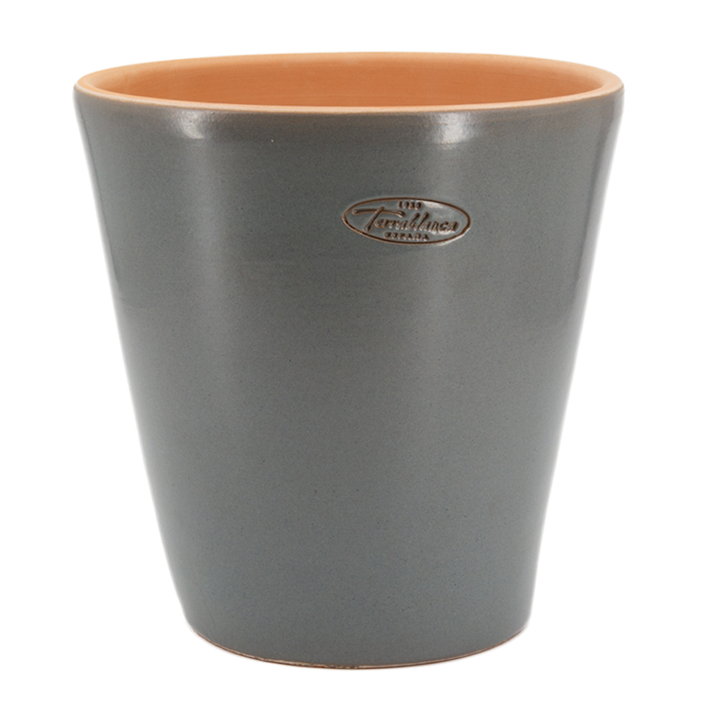 Pot Vaso gris, en terre cuite émaillée - D.27xH.27cm