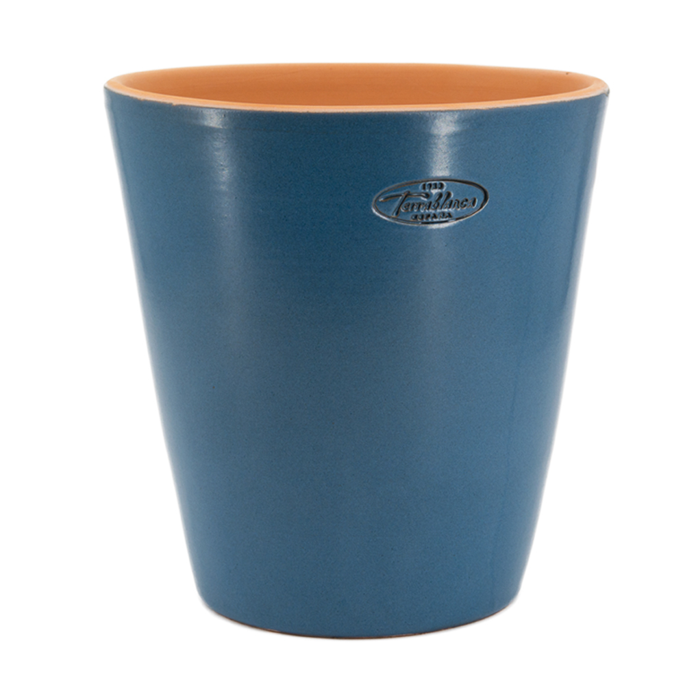 Pot Vaso bleu azul noche, en terre cuite émaillée - D.22xH.22cm