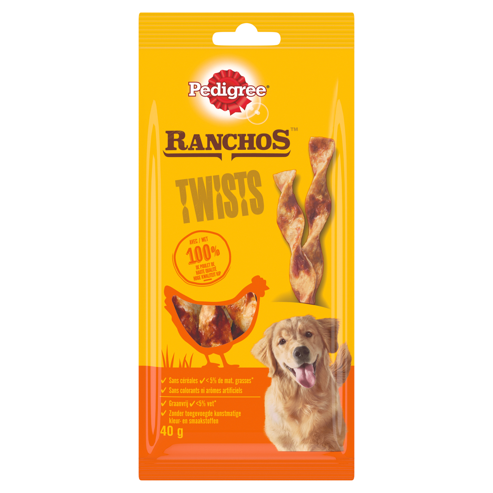 Ranchos Twists au poulet pour chien adulte 40 g