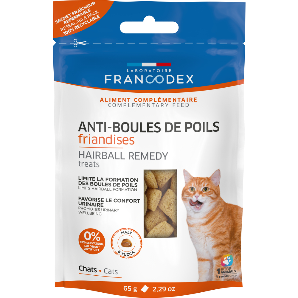 Friandises Anti-boules de poils pour chat au malt et yucca 65g