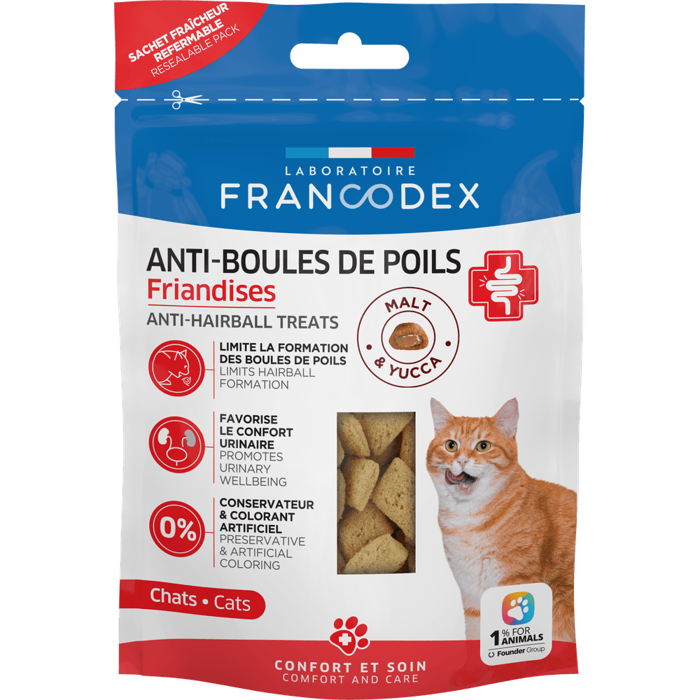 Friandises Anti-boules de poils pour chat au malt et yucca 65g