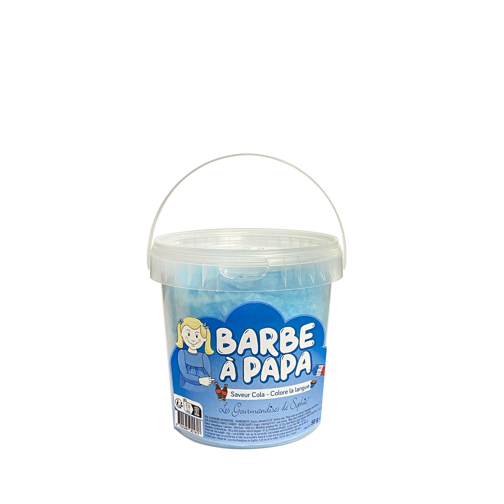 Seau de Barbes-à-papa à la saveur de cola 50g