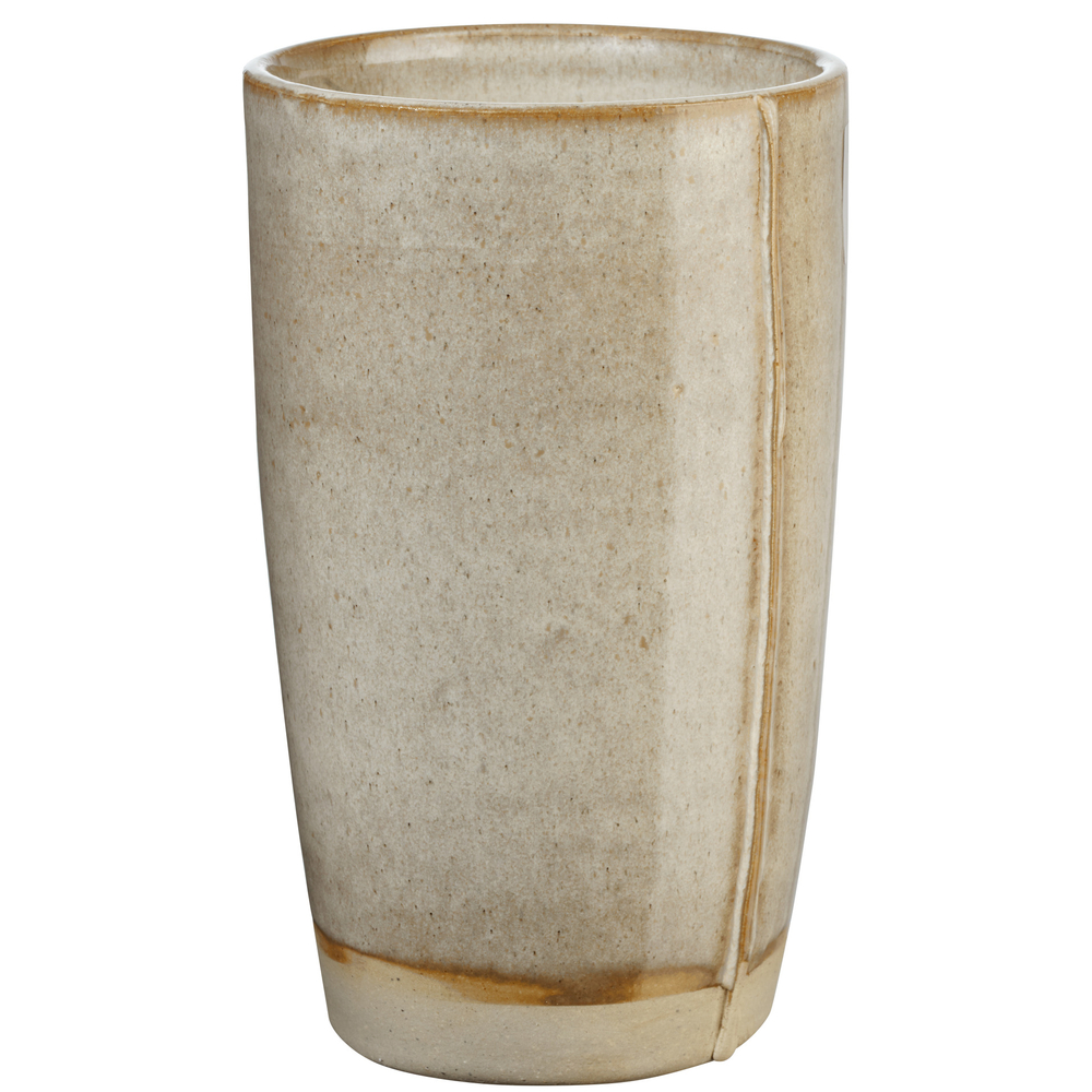 Vase Verana en grès, coloris beige - H.18cm