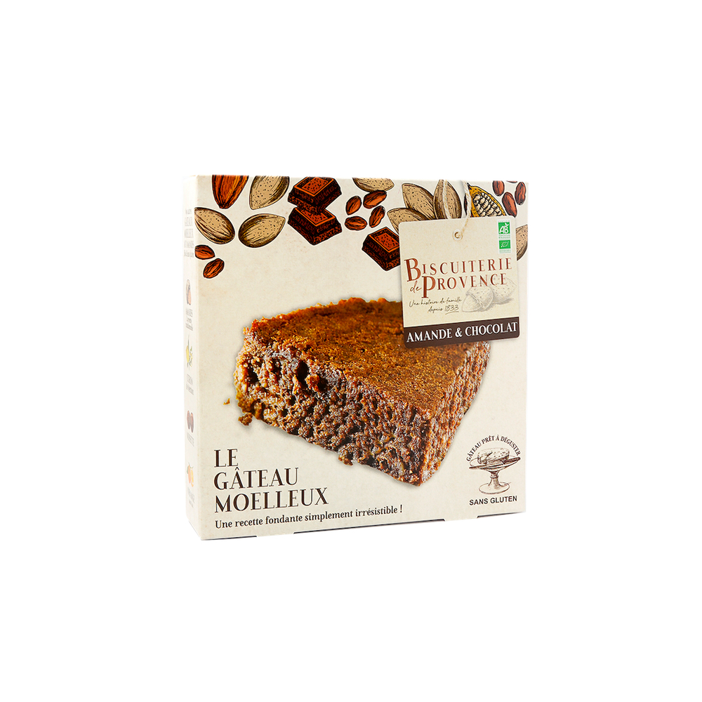 Gâteau moelleux, amande et chocolat Bio 225g