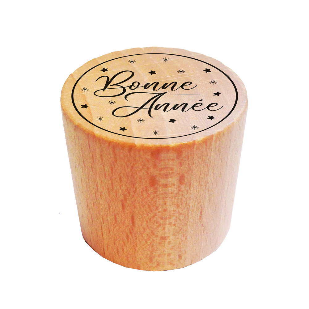 Tampon Bois rond Bonne Année
