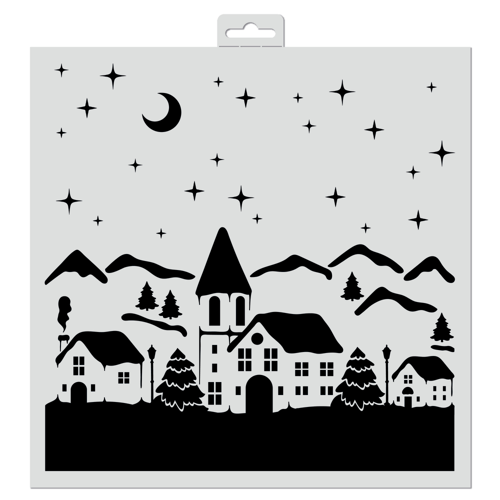 Pochoir village noël 30x30 cm