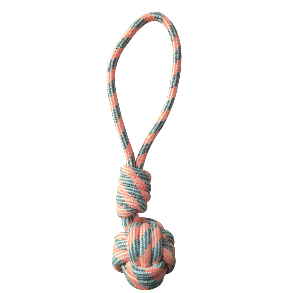 Jouet corde avec poignée orange pour chien 40cm