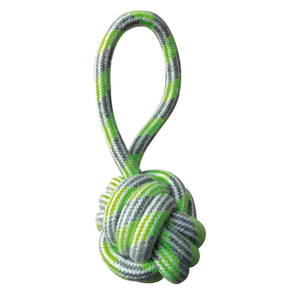 Jouet corde avec poignée vert pour chien 20cm