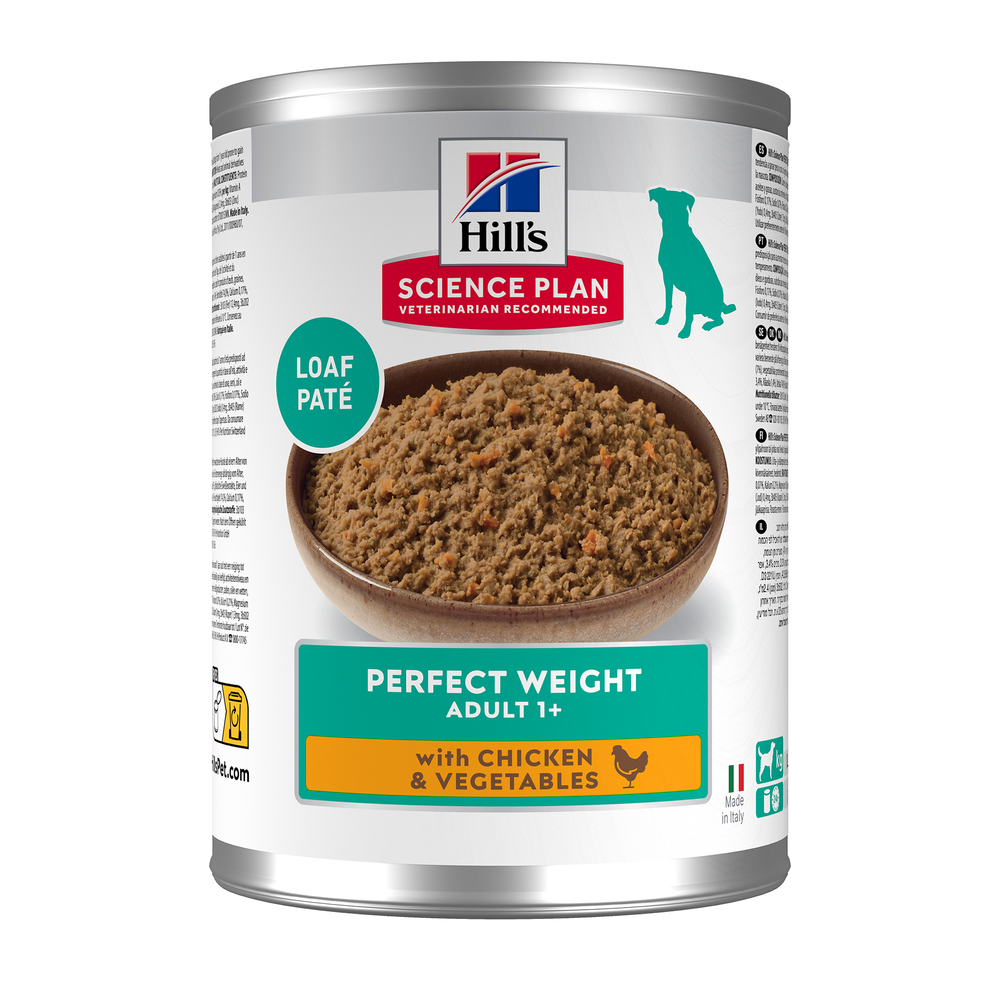 Pâtée Perfect Weight au poulet et aux légumes pour chien adulte 363g