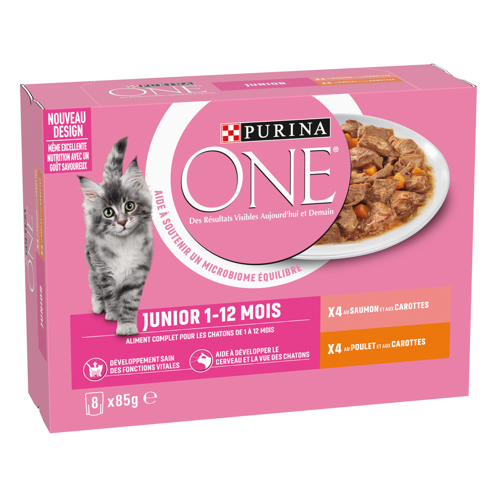 Effilés sauce saumon poulet - chat junior 1-12 mois 8x85g