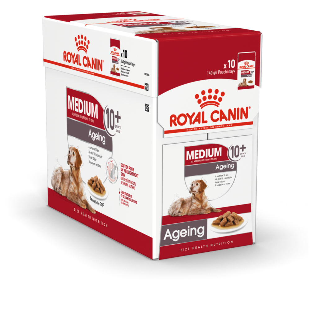 Bouchées en sauce Medium Ageing 10+ pour chien 10X140g