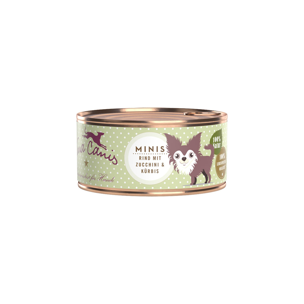 Pâtée pour petit chien ''Minis'' bœuf avec courgette et potiron 100g