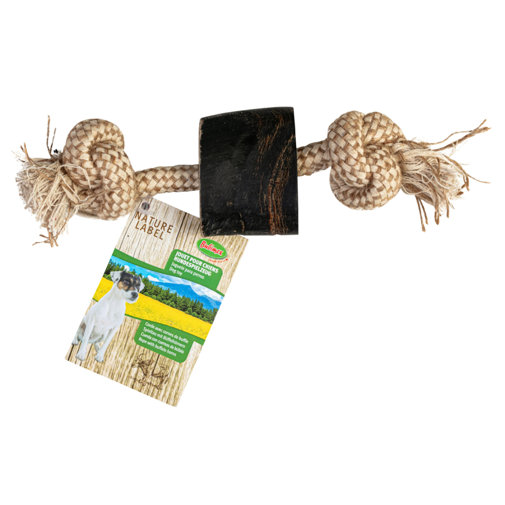 Jouet pour chien corde avec cornes de buffle S
