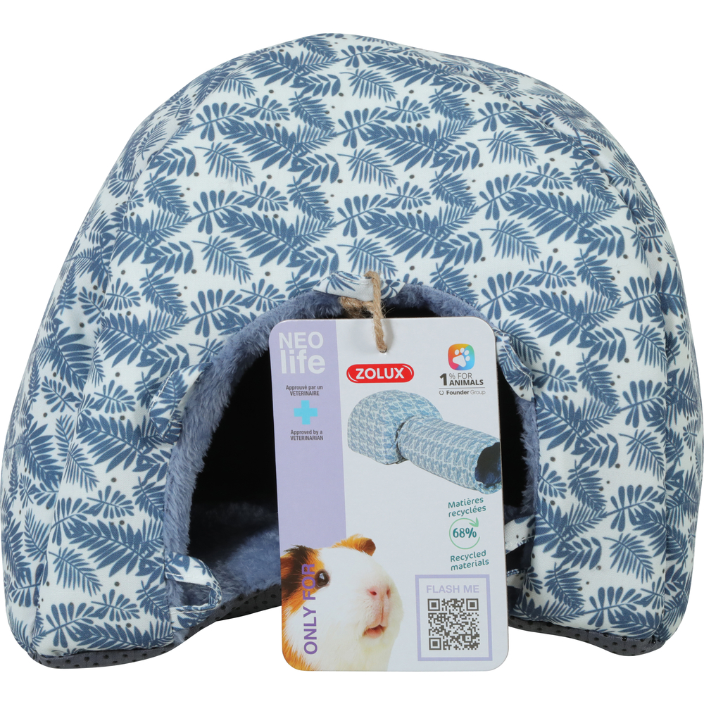 Igloo Neolife pour cochon d'inde en polyester bleu H.21,5 x Ø.25 cm