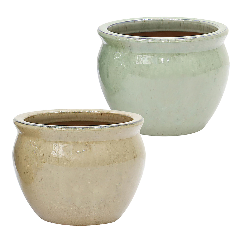 Pot Romana en terre cuite émaillée - D.22xH.17cm- 2 couleurs possibles