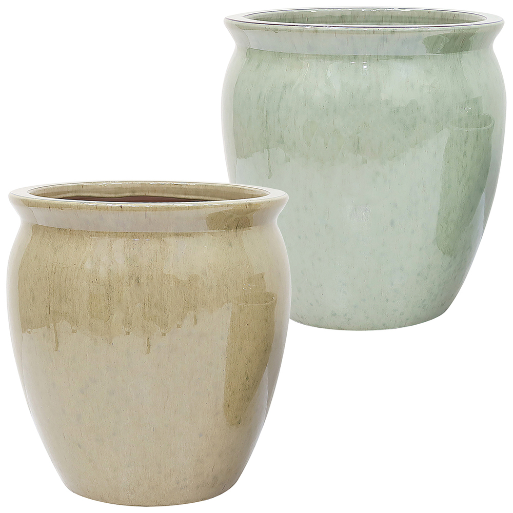 Jarre Romana en terre cuite émaillée - D.25,5xH.28,5cm - 2 couleurs