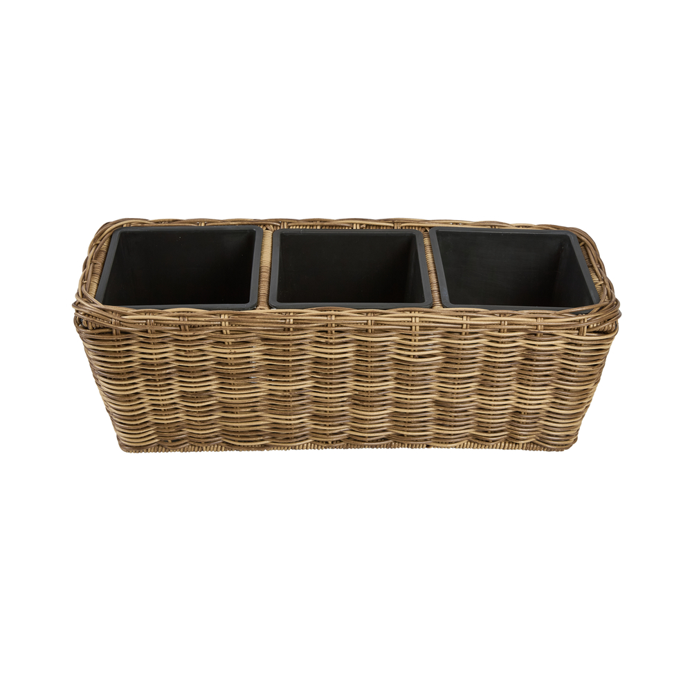 Jardinière Wicker tresse carré L43xl16xH15cm