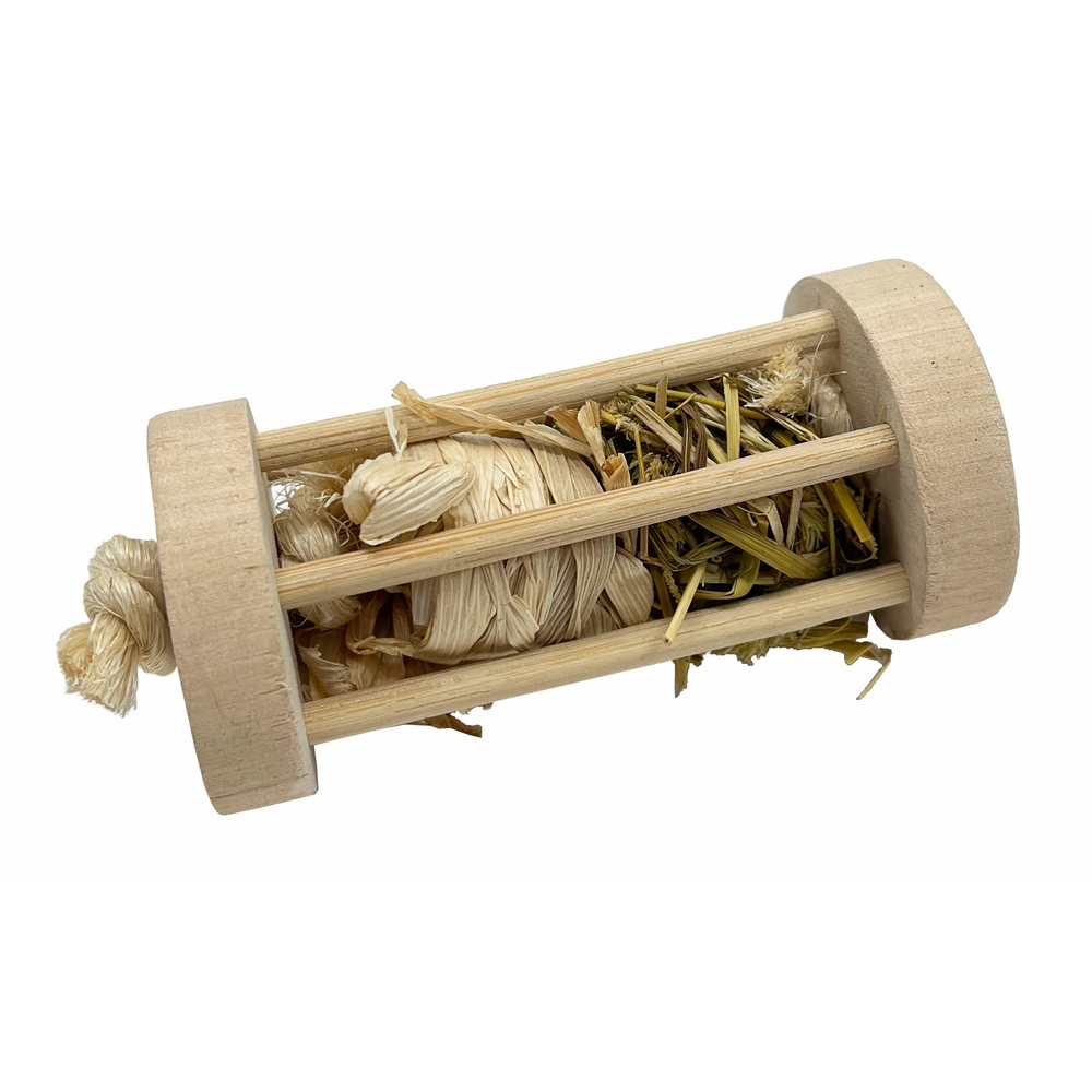 Jouet cage roller avec herbes pour petits mammifères