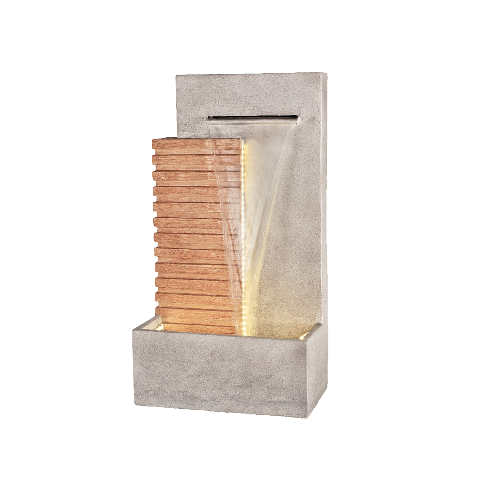 Fontaine LED rectangulaire en CCV, coloris gris - L.52xl.32xH.95cm 