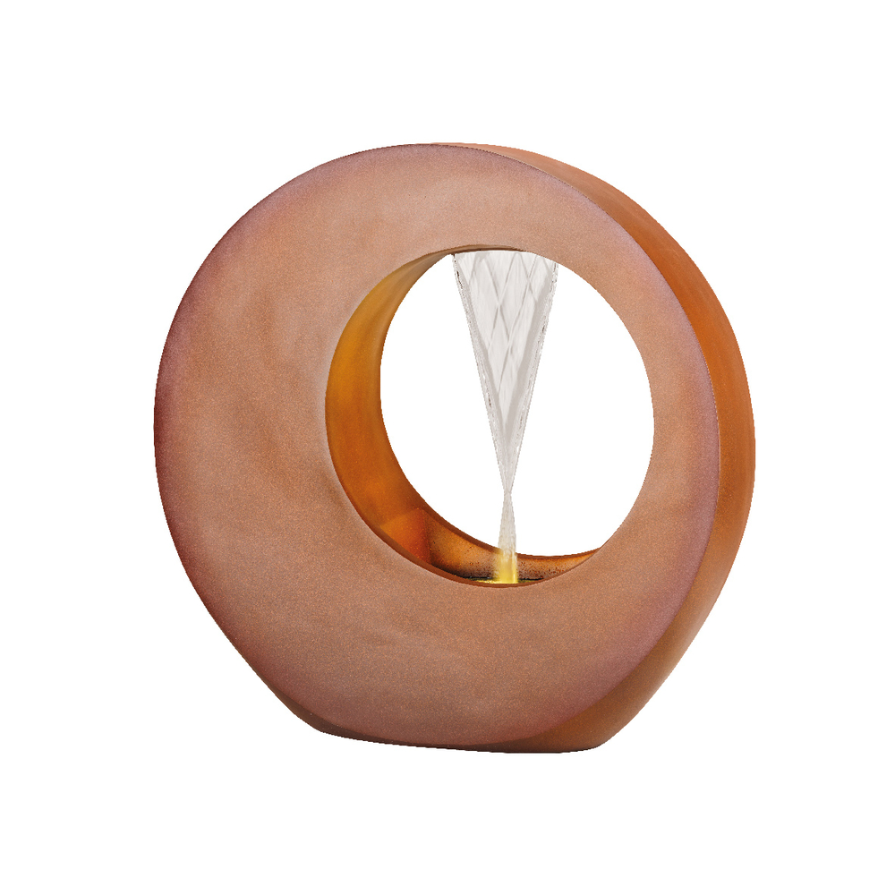 Fontaine LED arrondie en polyrésine, coloris brun - L.22,5xH.72cm