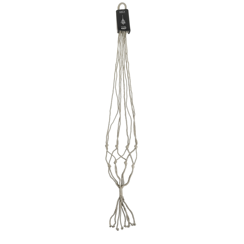 Suspension Macramé Knot en coton beige pour pot - H.140xD.15 cm