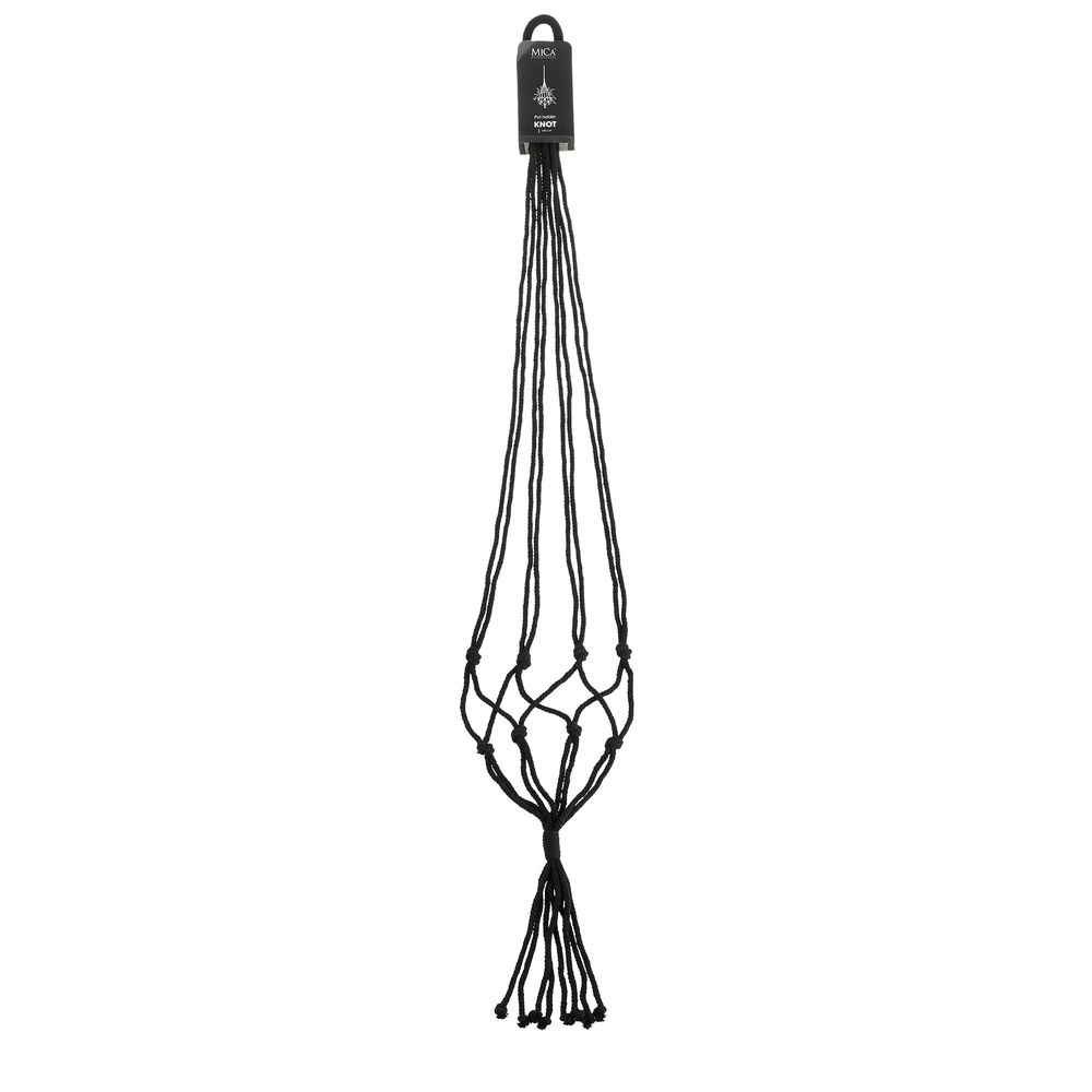 Suspension Macramé Knot en coton noire pour pot - H.140xD.15 cm