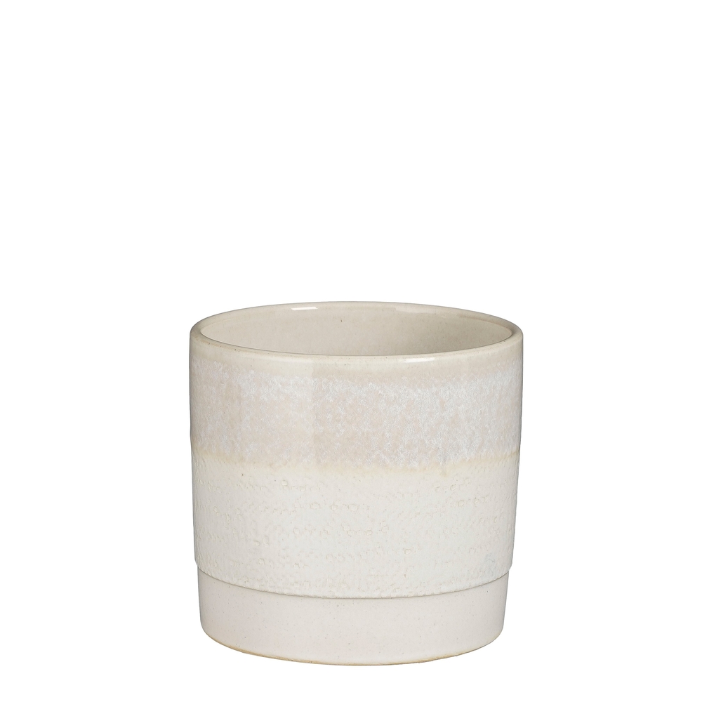 Cache-pot d'extérieur en terre cuite Olof Crème H.13.5xD.15 cm