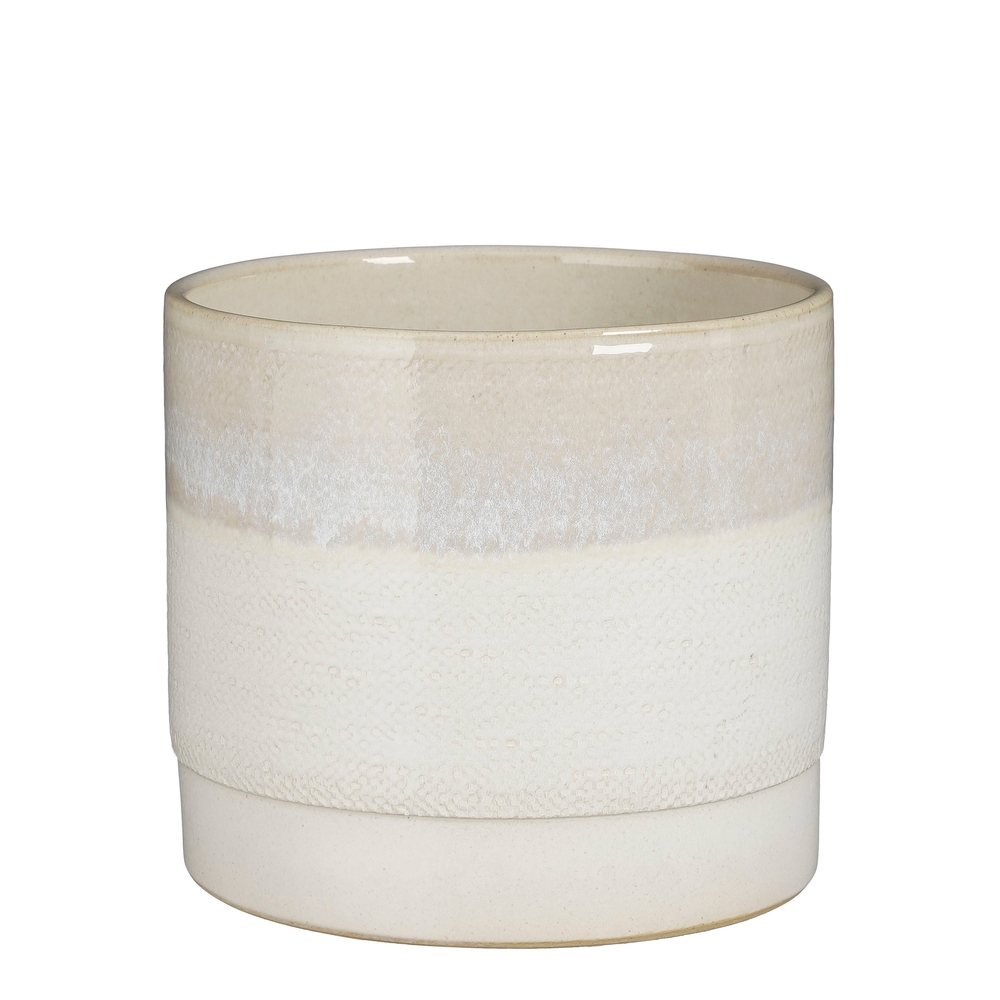 Cache-pot d'extérieur en terre cuite Olof Crème H.20xD.22 cm