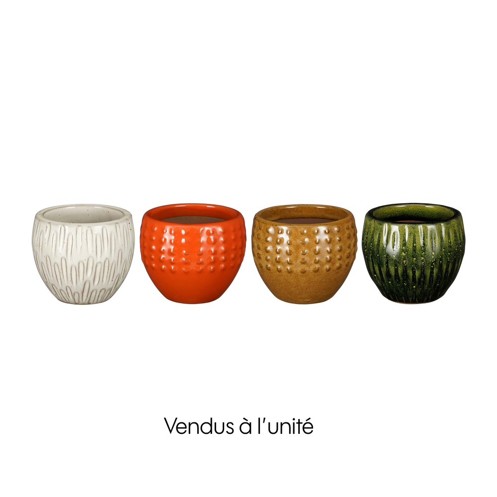 Cache-pot marron/orange/vert/blanc - H.7.5x⌀9.5cm