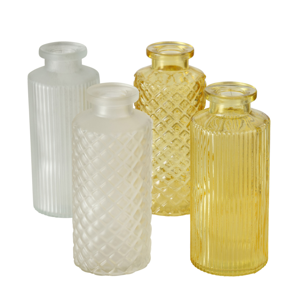Vases Panja, ensemble de 4 pièces en verre laqué avec relief - H.14cm