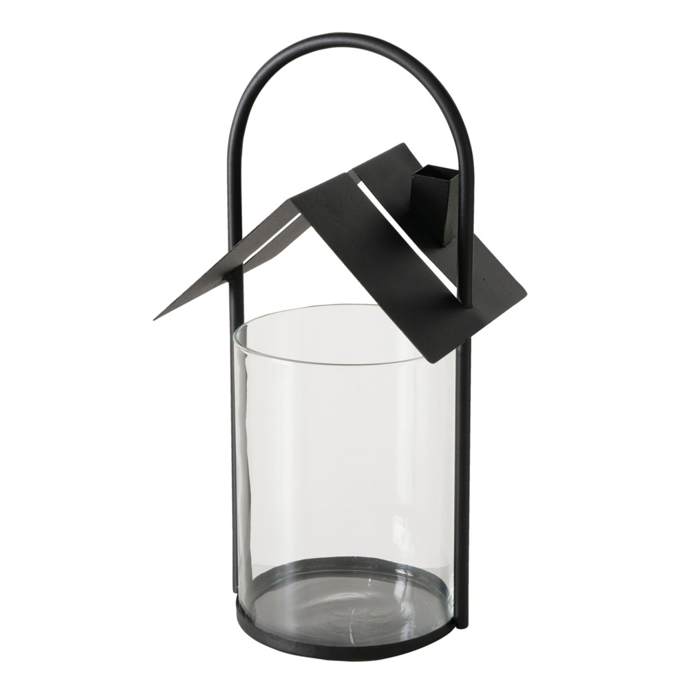 Lanterne d'intérieur pour bougies Titus, coloris noir 19x18xH.40cm